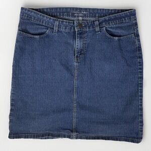 Womens‎ Dickies Denim Skirt Medium Wash 14 A Line Knee Length Classic Stretch